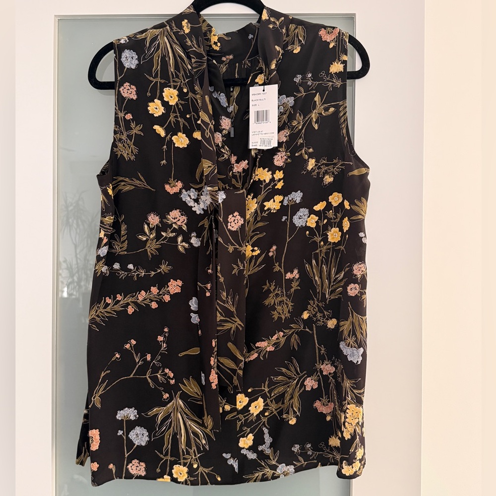 100% Silk Lafayette 148 New York Floral Sleeveless Blouse